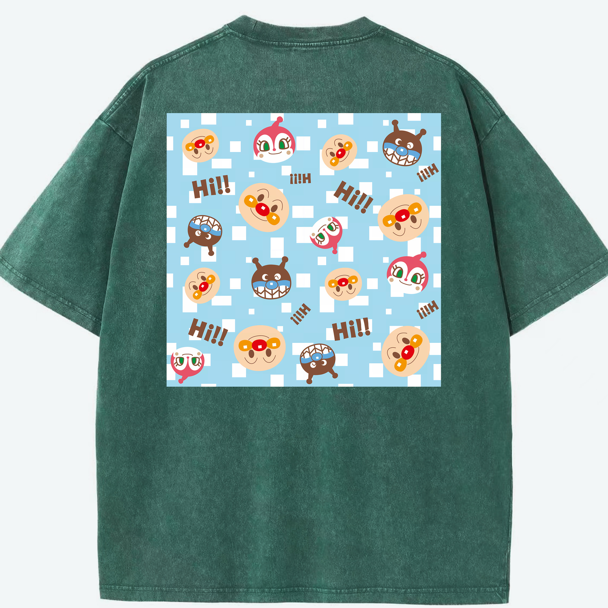 （画像用） アンパンマン Anpanman 綿100% ヴィンテージ風 半袖Tシャツ（背面プリント）